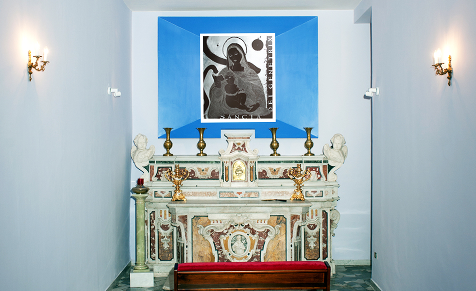Lettera alla Madonna, Agoincisione 120x110 cm,  Progetto di riqualificazione cromatica, I nuovi colori della chiesa di Santa Maria Maggiore, Avellino 2011